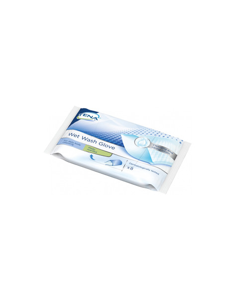 Tena Wet Wash Glove Guanto Detergente Umidificato 8 Pezzi