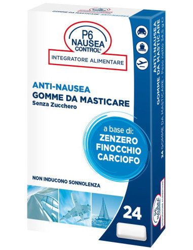 P6 Nausea Control 24 Gomme Da Masticare Senza Zucchero