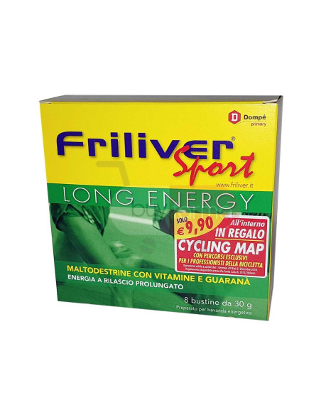 Friliver Sport Long Energy - Maltodestrine con Vitamine e Guaranà da 8 Bustine